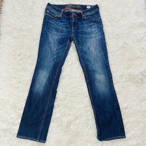 Womens Mavi Vanessa Jeans Midrise Straight Embroidered Pockets Stretch Size 6